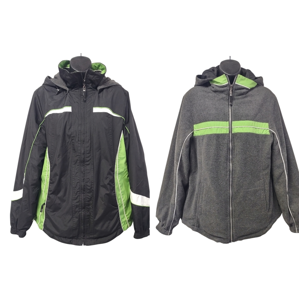 SJB Active Women's  2 in 1 Reversible Black Green Winter Coat Jacket Size Medium